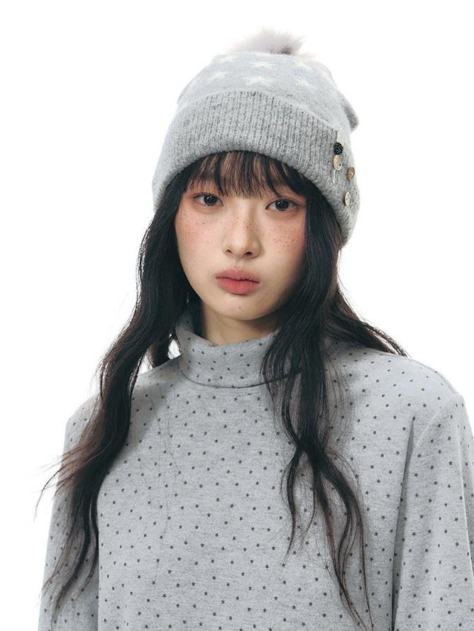 NAPSNAPS Star Print Brushed Fleece High Neck Women&