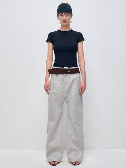 RUN TO THE FUTURE Minimalist Vintage Low Waist Zipper Pocket Office Womens Straight Pants