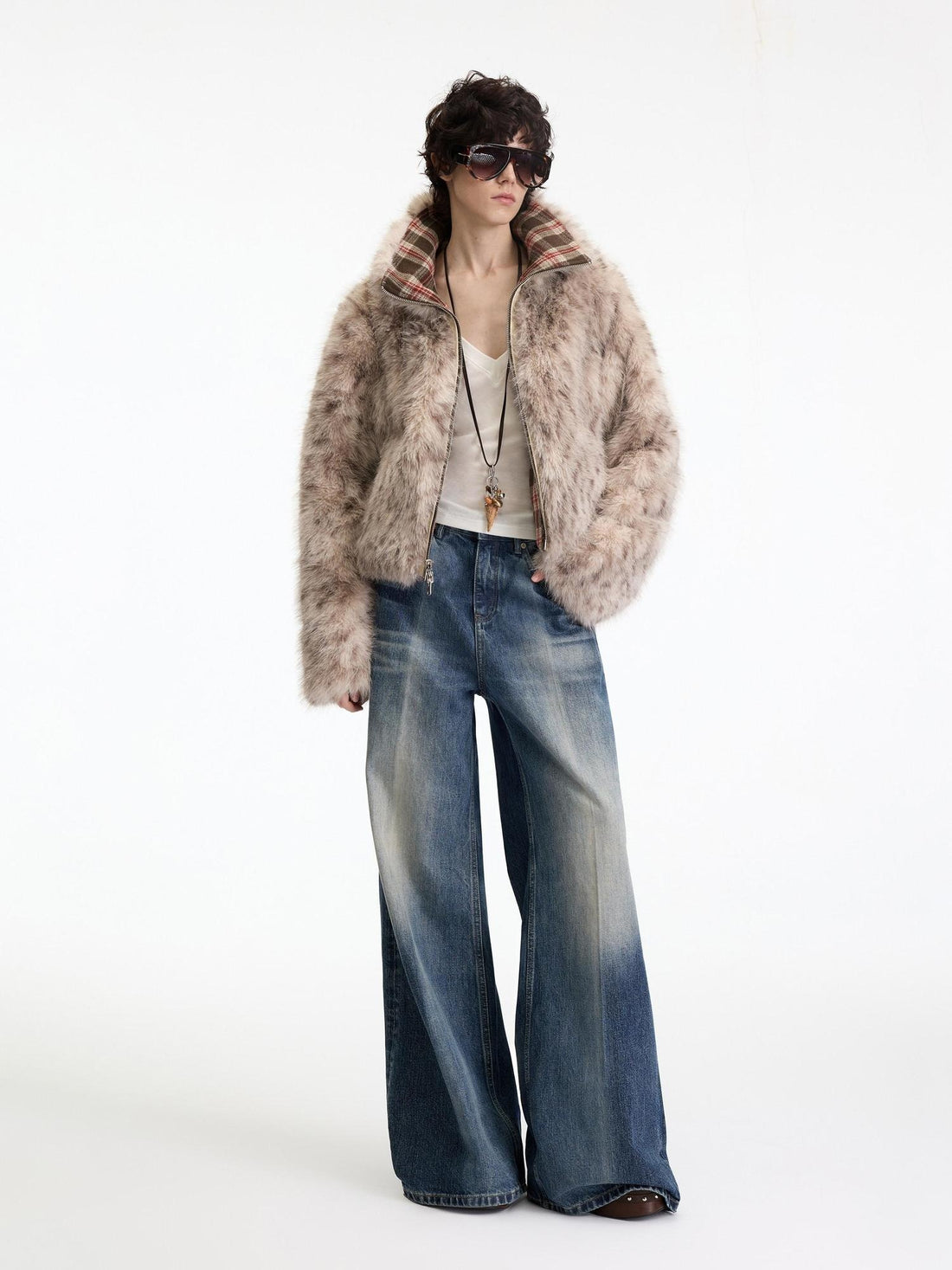 RUN TO THE FUTURE Washed Ice Blue Casual Natural Waist Womens Non Stretch Denim Straight Jeans