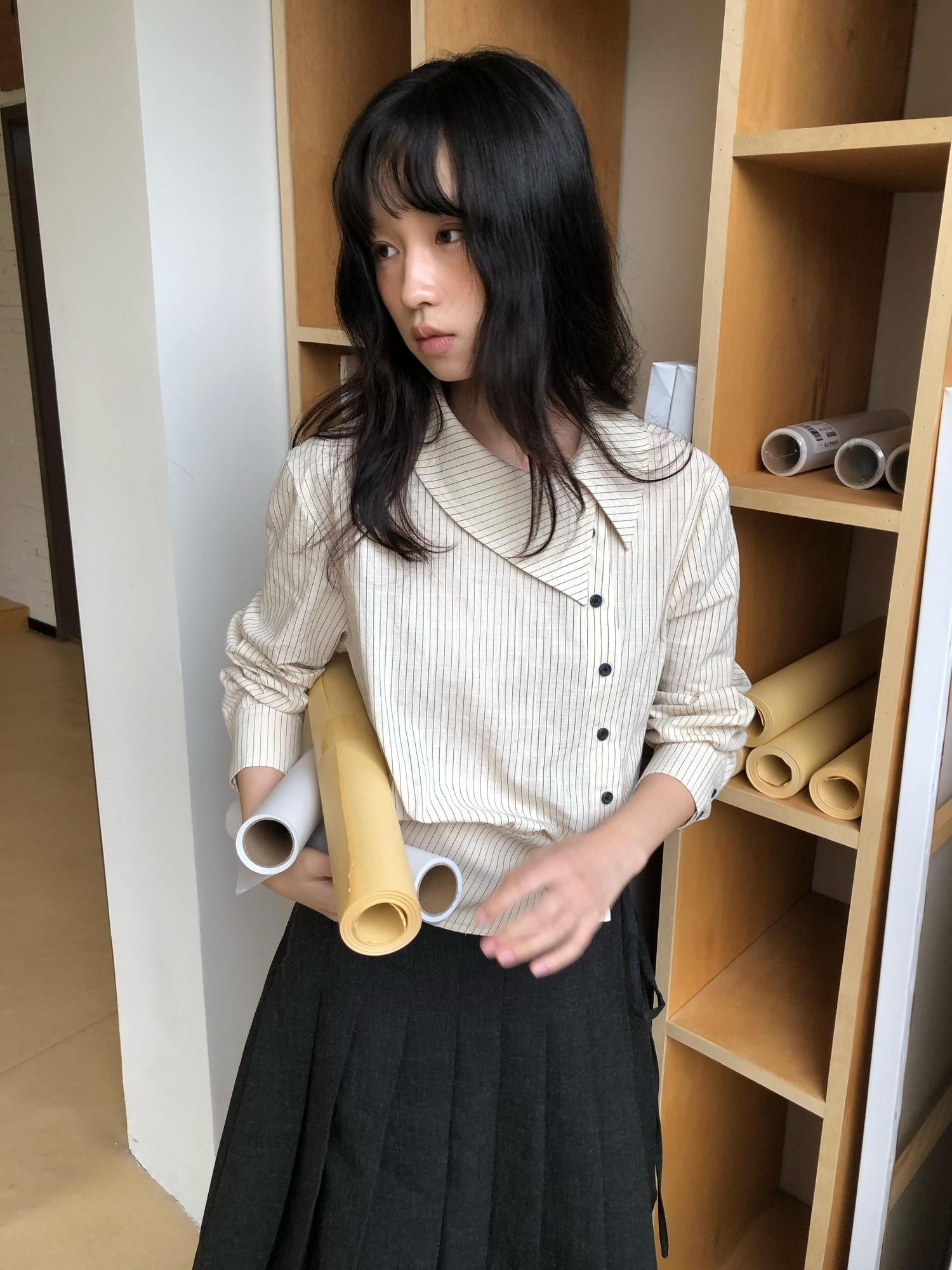 Dorydory Striped Asymmetric Cropped Slim Waist Women&
