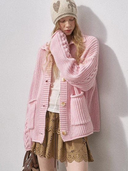DIDDI MODA Sakura Pink Chunky Cable Knit Women&