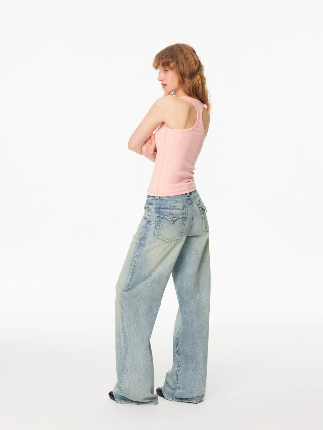 Northbutsouth Dusty Rose Whisker Fade Wave Wash Red Selvedge Women&