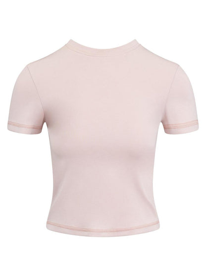 RUN TO THE FUTURE Cooling Modal Casual Slim Fit Crew Neck Short Sleeve Women Crop Tops