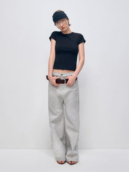 RUN TO THE FUTURE Minimalist Vintage Low Waist Zipper Pocket Office Womens Straight Pants