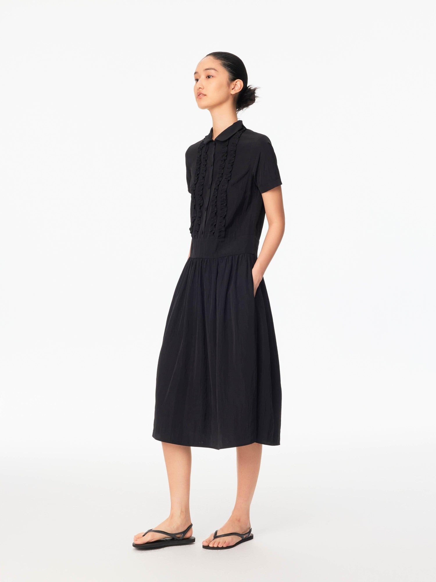 Northbutsouth Ruffled Shirt Collar Loose Fit Women&