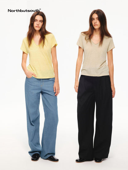 Northbutsouth Multicolor Snowflake V-neck Rolled Hem Women&