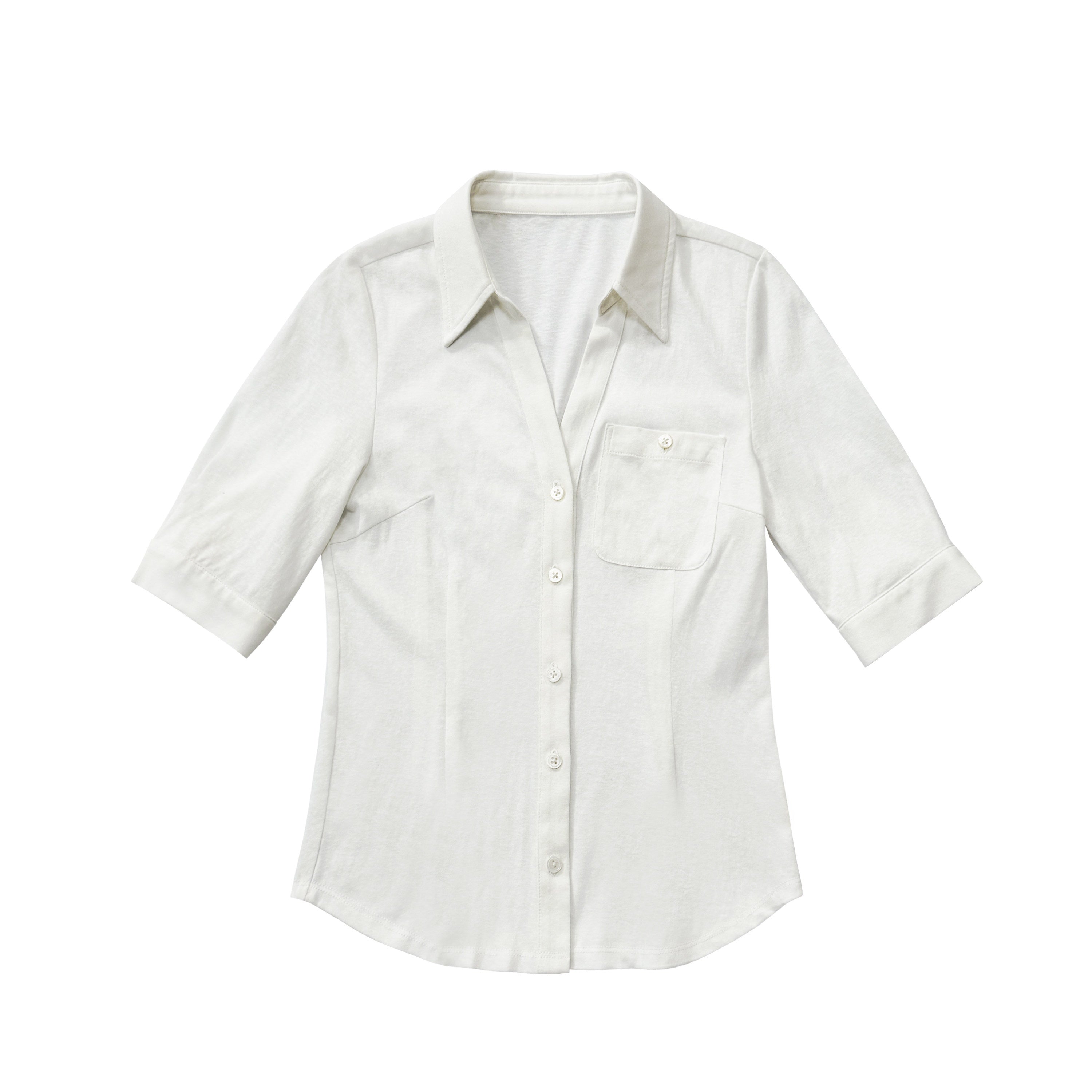 Northbutsouth_Snowflake_Texture_Lightweight_Slim_Fit_V-neck_Mid_Sleeve_Women&