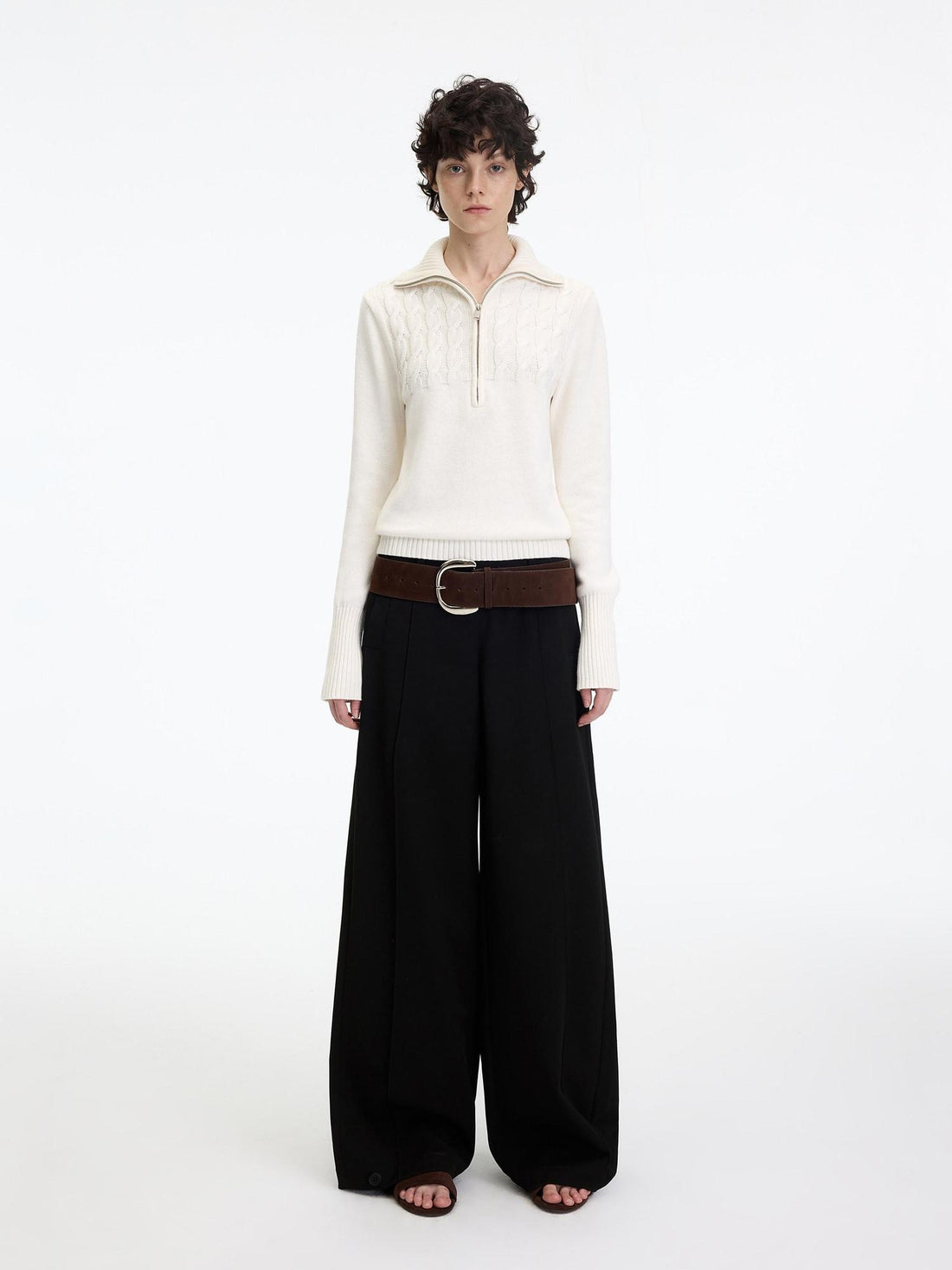 RUN TO THE FUTURE Minimalist Low Rise Wide Leg Long Vintage Black Straight Fit Straight Pants
