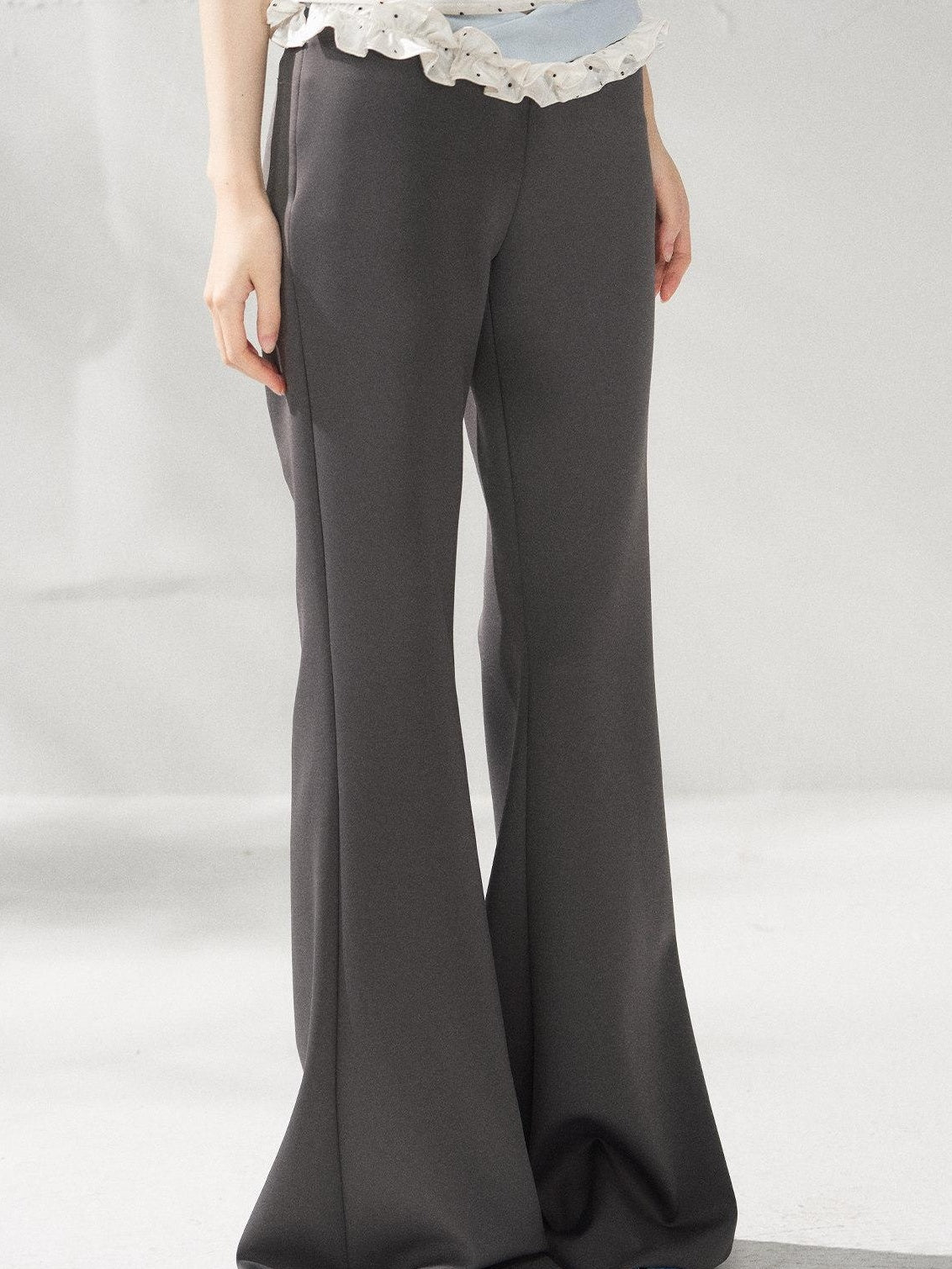 7Shiftin High Waist Minimal Commuter Micro Flare Women Office Dark Gray Flared Pants