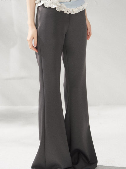 7Shiftin High Waist Minimal Commuter Micro Flare Women Office Dark Gray Flared Pants