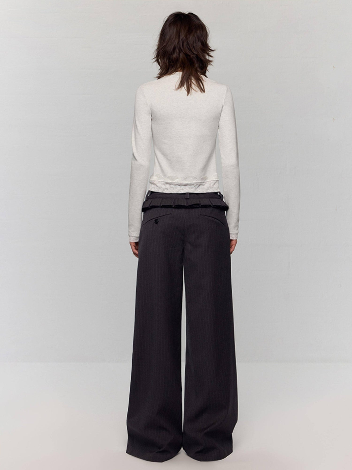 RUN TO THE FUTURE Original Low Waist Zip Fly Pocket Gray Womens Viscose Stretch Straight Pants