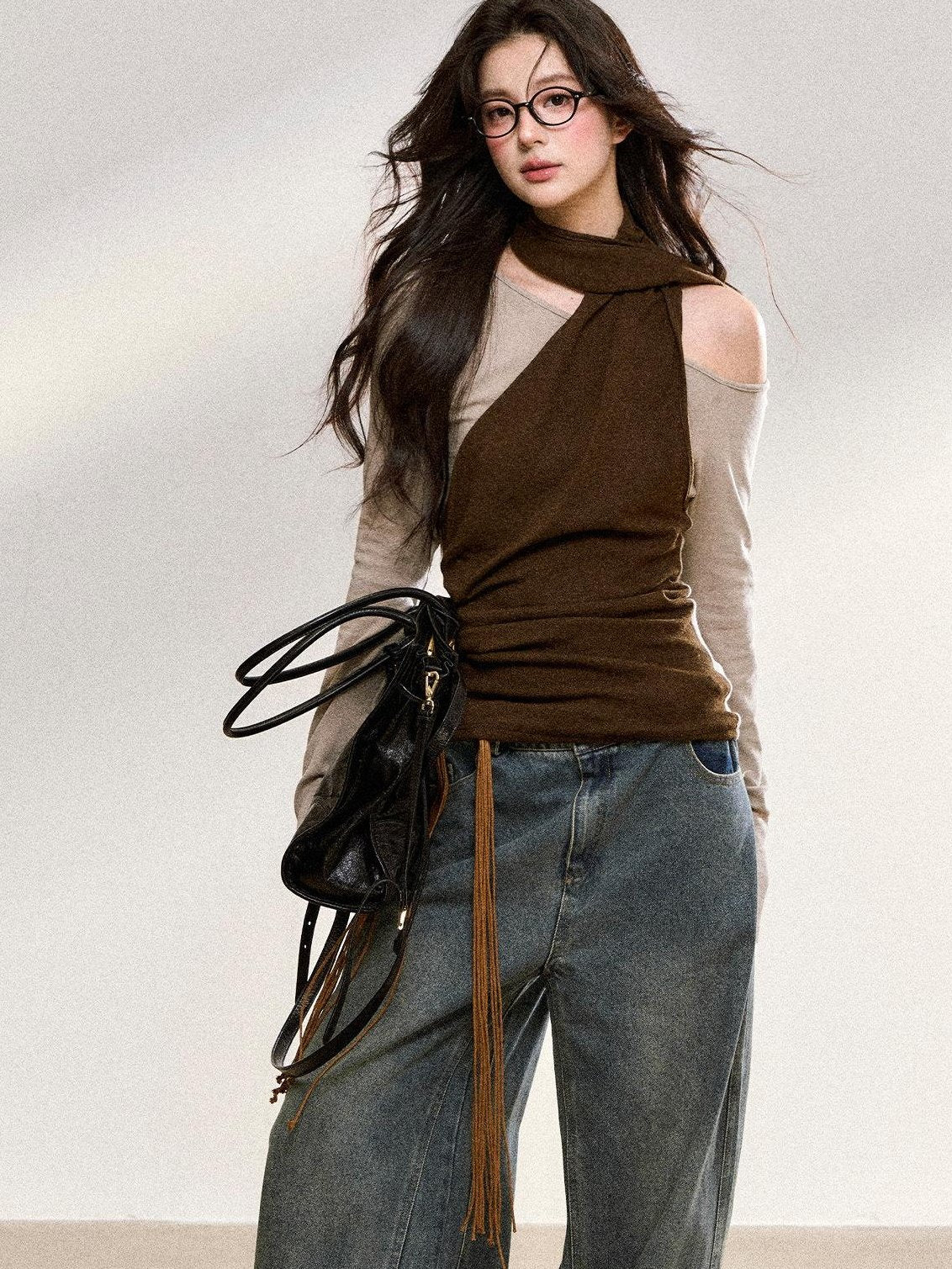 7Shiftin Washed American Relaxed Natural Waist Women Rigid Denim Straight Leg Jeans