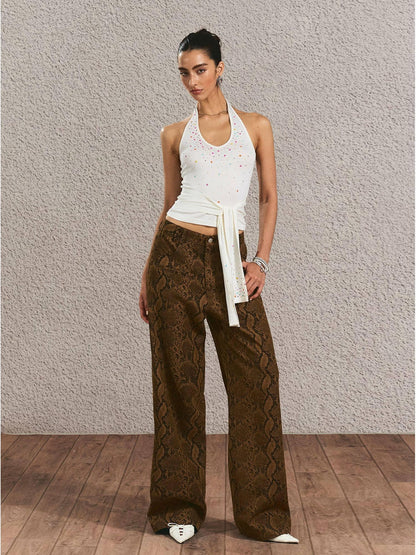 The NeverMore Durable Distressed Relaxed Fit Natural Waist Women Light Brown Wide Leg Jeans