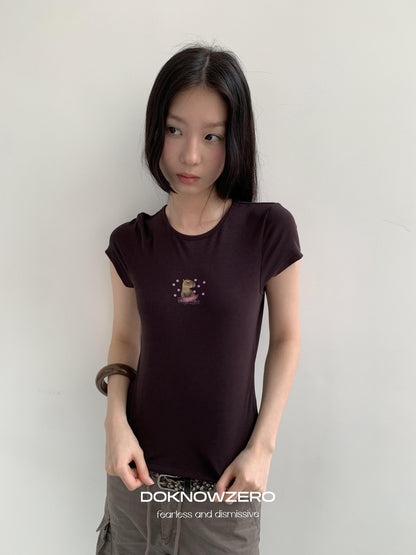 DKZ OFFICIAL Coffee Retro Print Slim Fit Women&