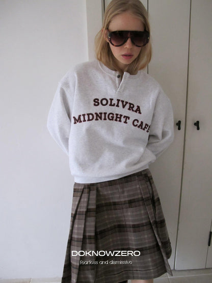 DKZ OFFICIAL Embroidered Letter Print Flocked Loose Women&