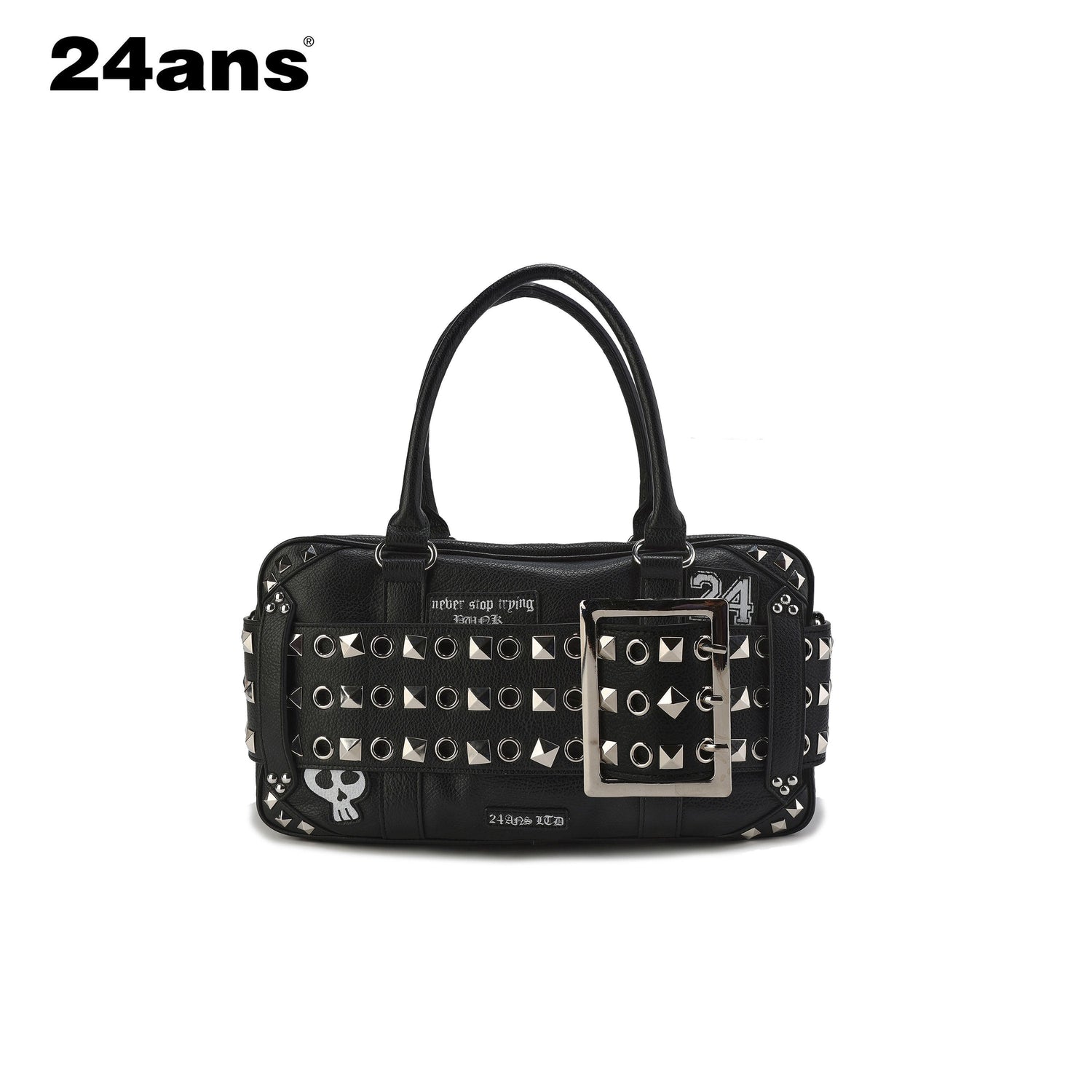 24ans Premium Woven Leather Square Top Handle Unisex Everyday Snap Closure Handbags