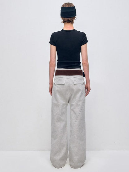 RUN TO THE FUTURE Minimalist Vintage Low Waist Zipper Pocket Office Womens Straight Pants