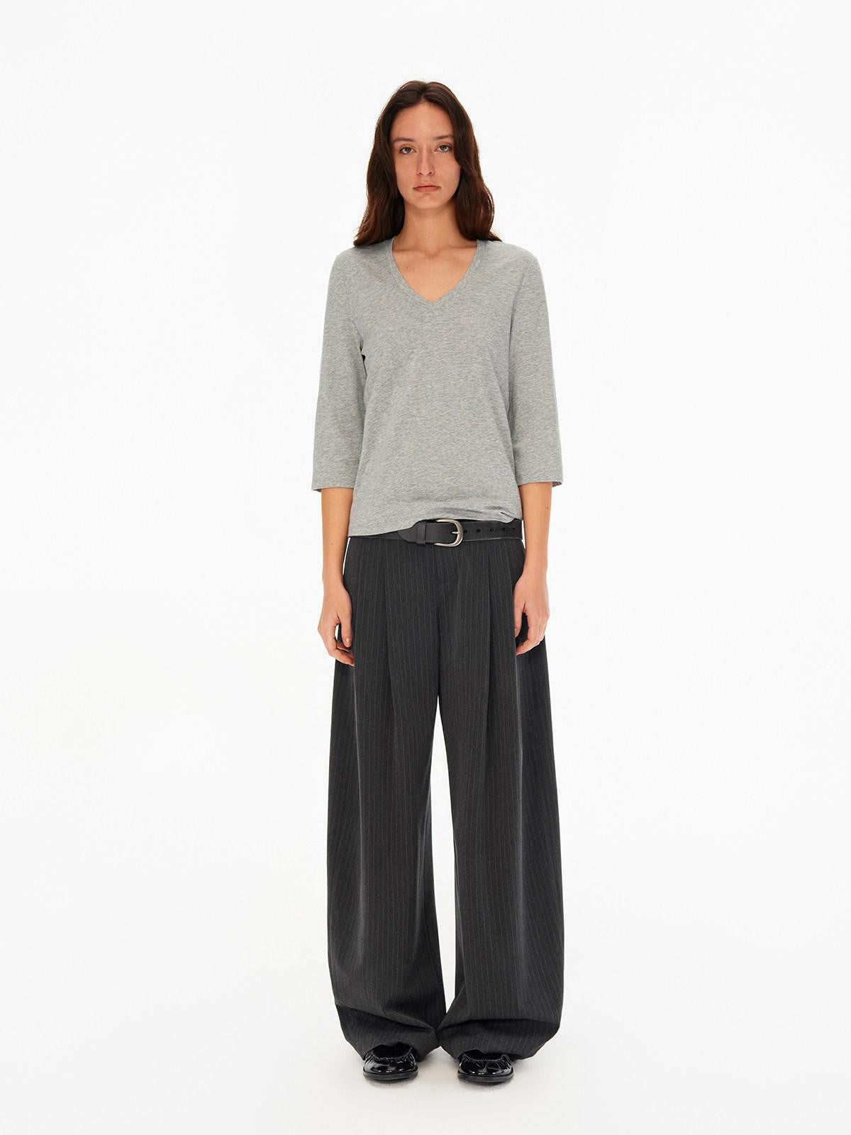 Northbutsouth Vertical Stripe No Waistband Relaxed Mid Rise Curved Leg Women&