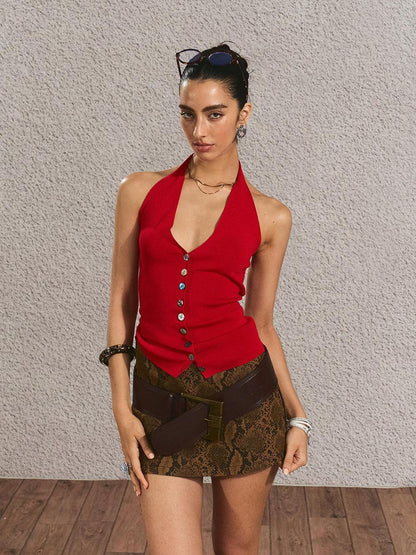 The NeverMore Tie Dye Snake Print Street Style Mid Waist A Line Women Casual Mini Skirts