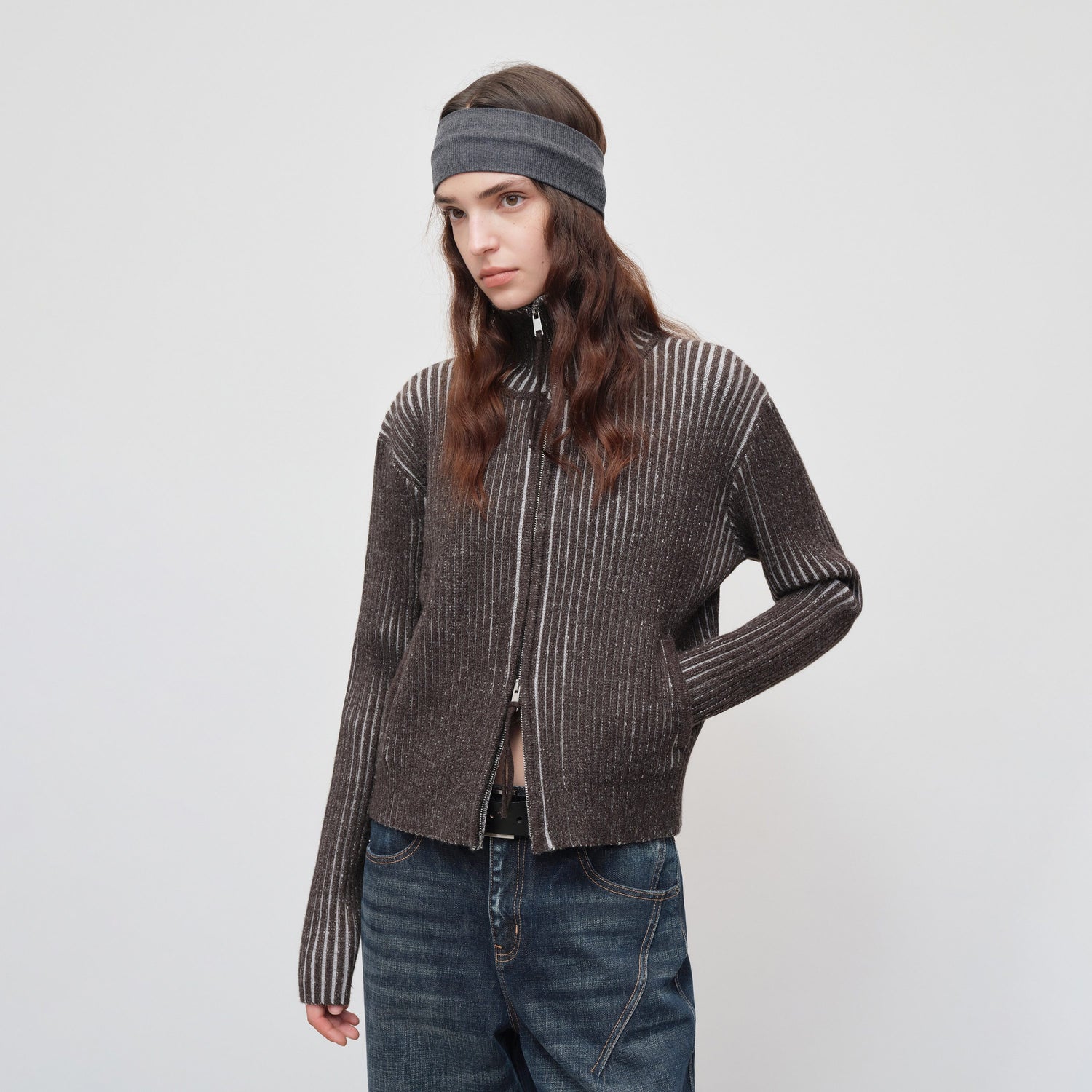 RUN_TO_THE_FUTURE_Soft_Knit_Zip_Front_Loose_Fit_Long_Sleeve_Everyday_Black_Cardigans_MISSTT