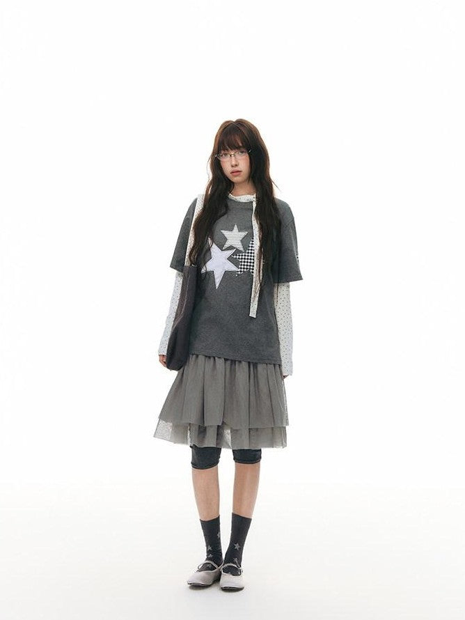 NAPSNAPS Star Applique Embroidered Women&