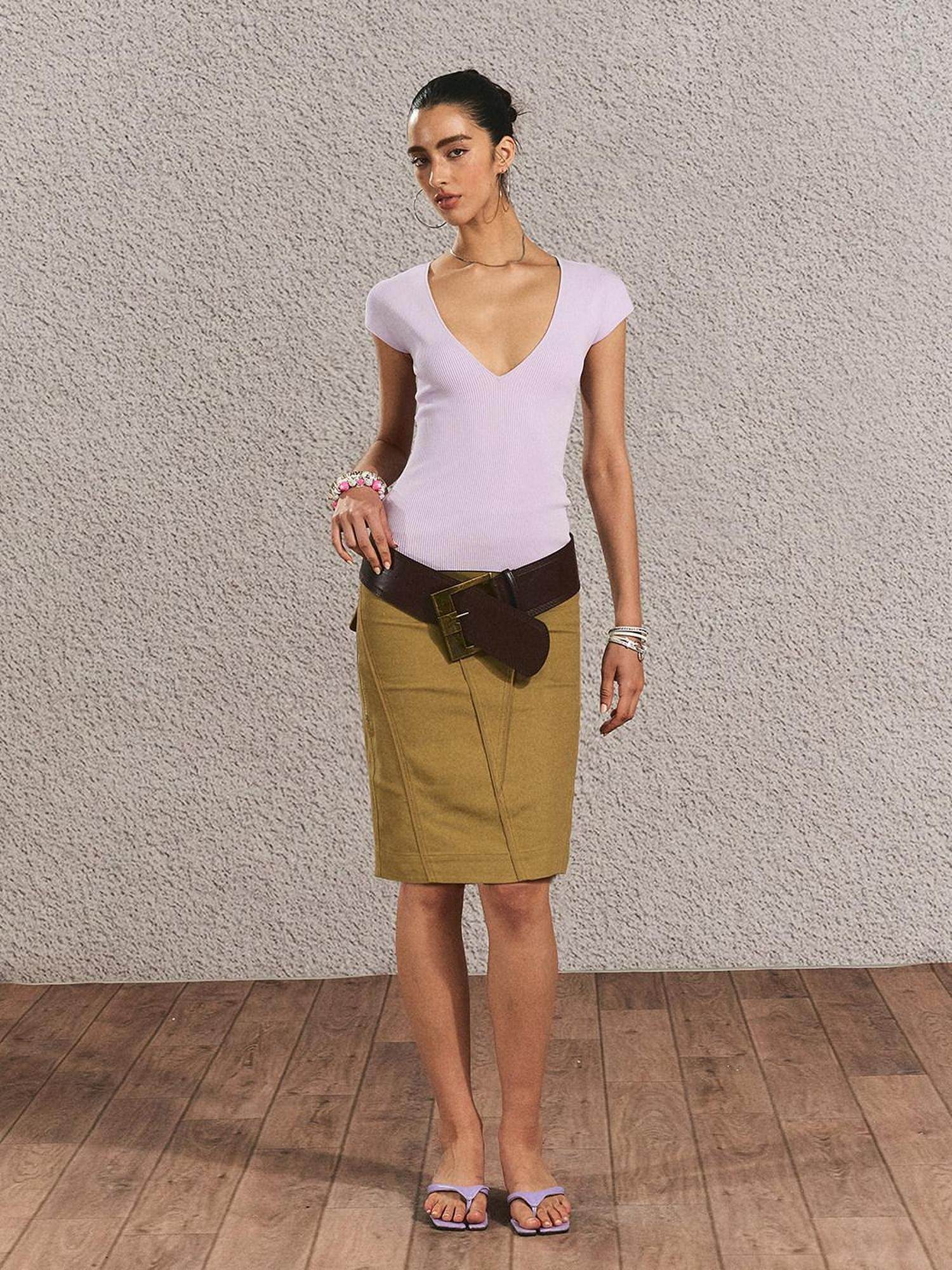 The NeverMore Soft Viscose Slim Fit Solid Short Sleeve Purple Women Tshirt Basic Crop Tops