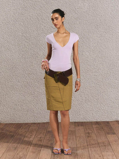 The NeverMore Soft Viscose Slim Fit Solid Short Sleeve Purple Women Tshirt Basic Crop Tops