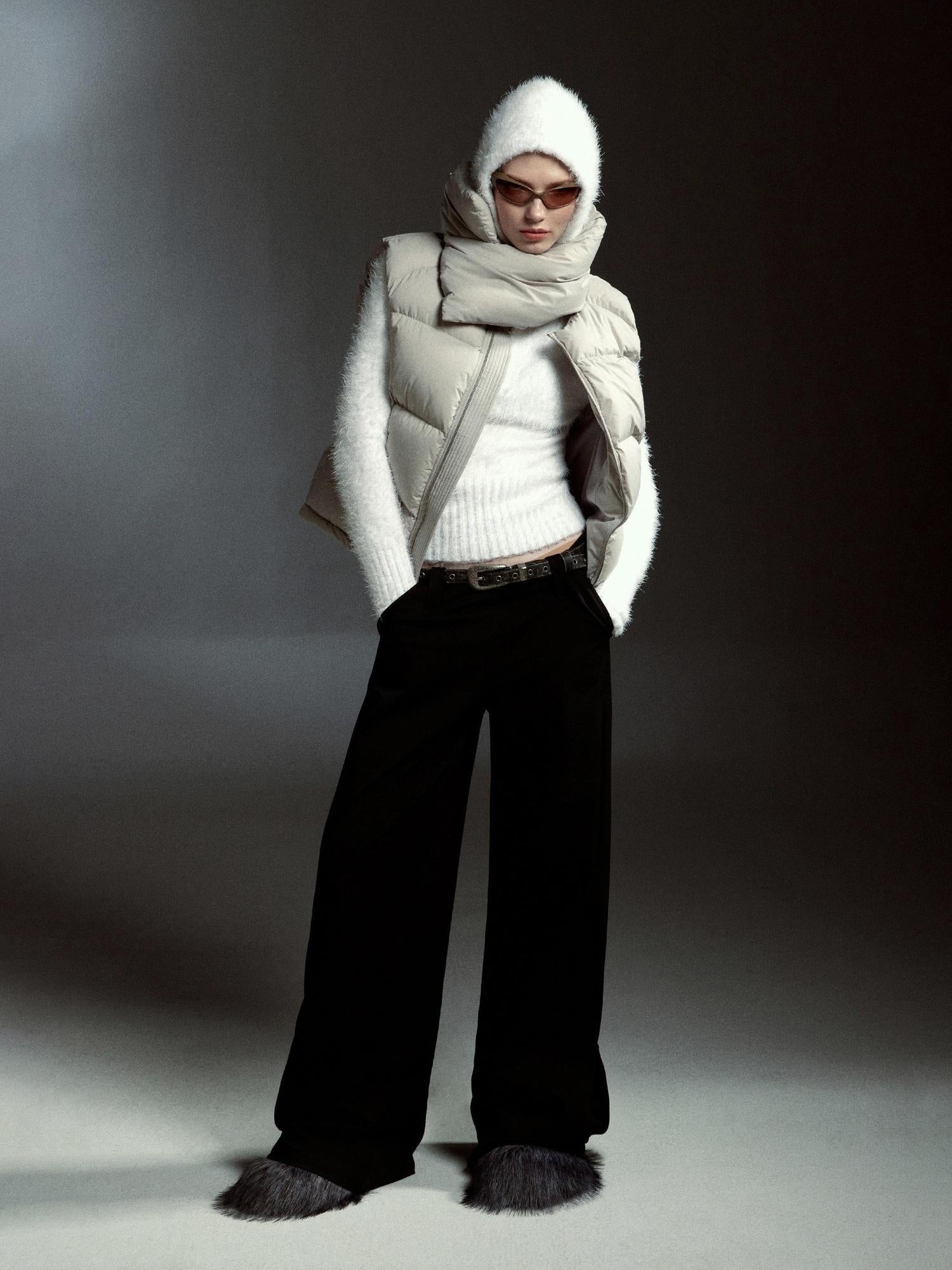 RUN TO THE FUTURE 90 Percent White Down Sleeveless Cropped Straight Korean Women Down Jackets