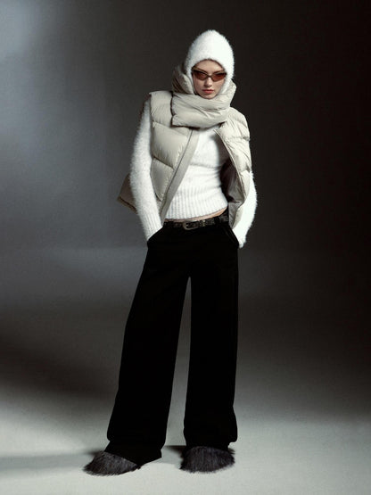 RUN TO THE FUTURE 90 Percent White Down Sleeveless Cropped Straight Korean Women Down Jackets