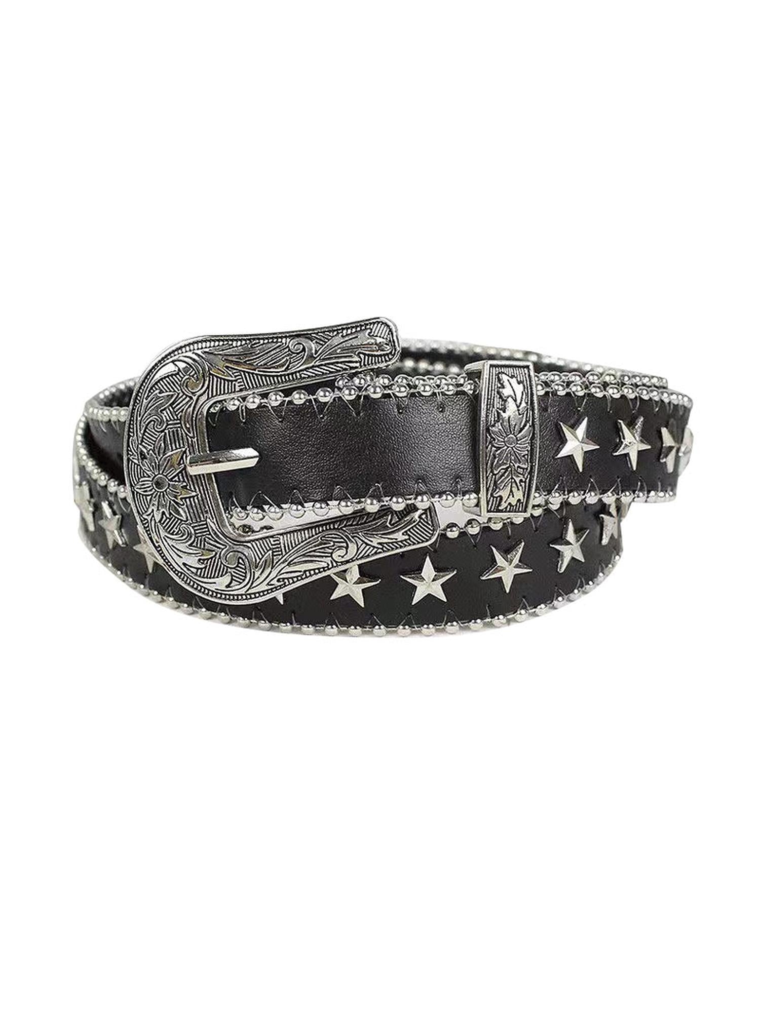 WSW WUSHENWU Punk Dark Pentagram Studded Belt With Metal Accessories