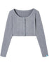 Fall Winter Brown Gray Layered Knit Cardigan Sweater