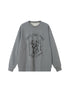 DIDDI MODA Hand Painted Bow Dalmatian Print Slim Fit Cotton Sweatshirt
