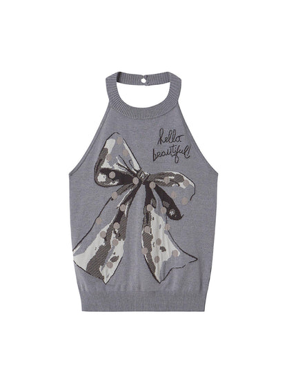 DIDDI MODA Bow Dot Letter Sleeveless Layered Vest Top