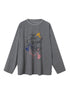 DIDDI MODA Fun Rope Colorful Wheat Print Oversized Knit Tee