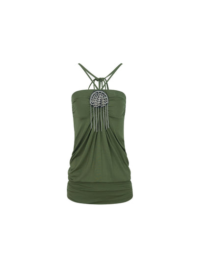 DoublePunch Summer Winter Convertible Halter Metal Trim Corset Top Vest