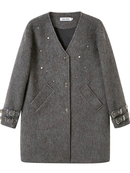 Starry Nail Wool Blend Trench Coat