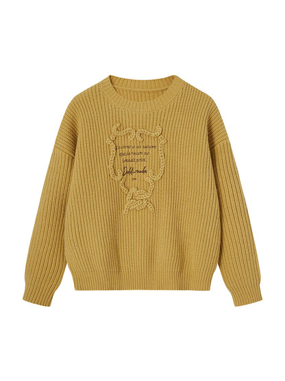 DIDDI MODA Elegant Tape Embroidered Letter Sweater