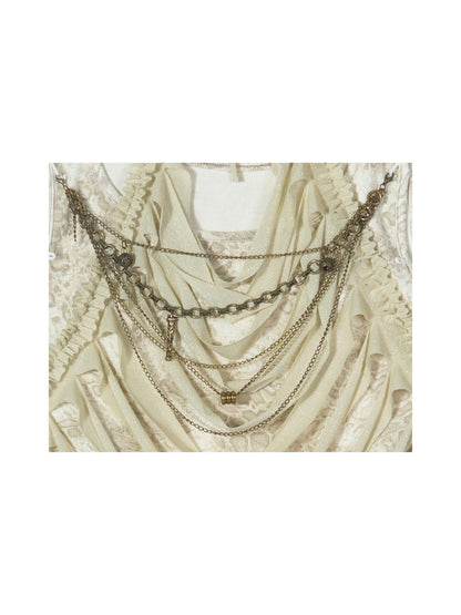 ARIADNAw Vintage Distressed Leopard Print Layered Tank Top