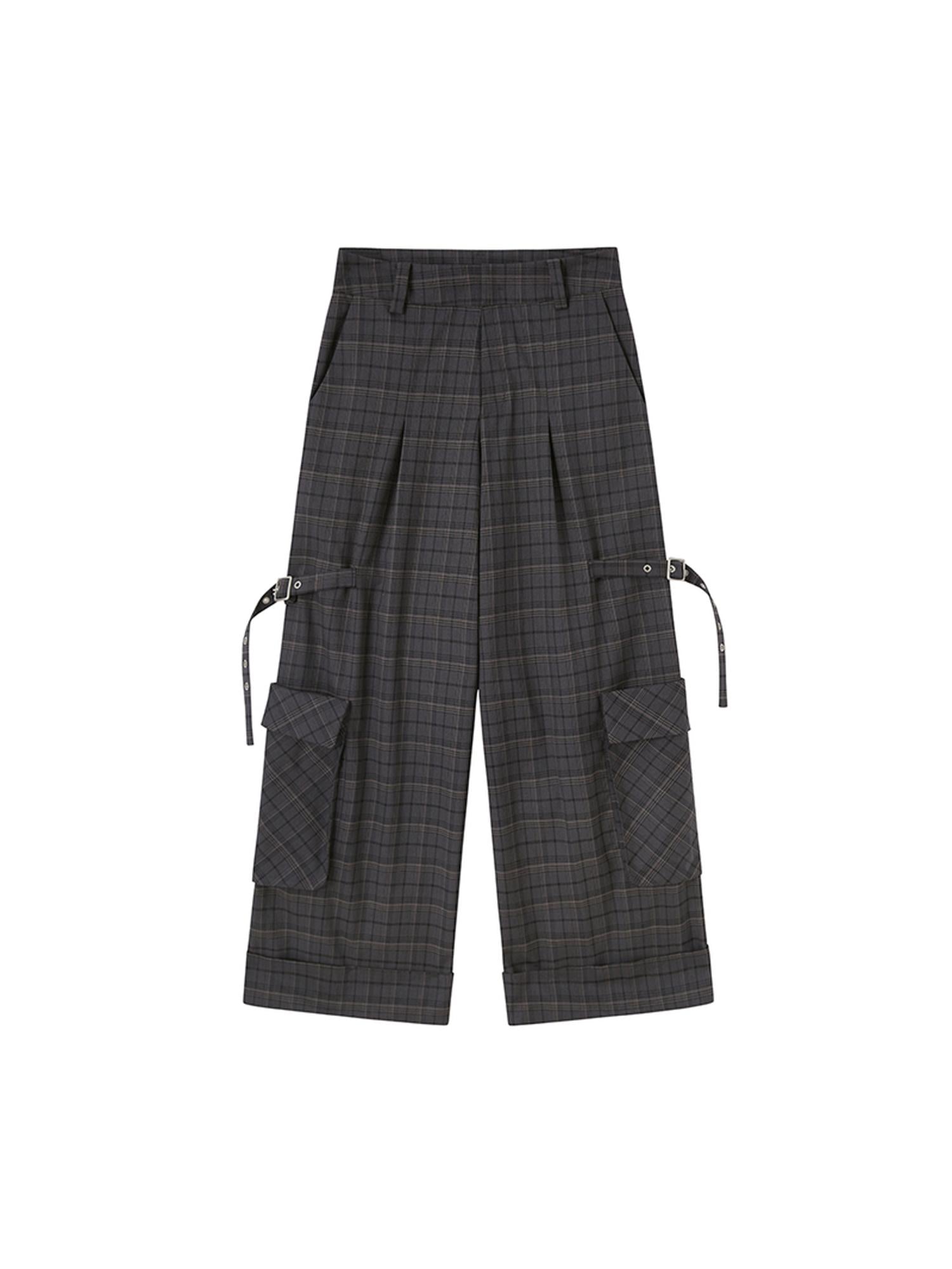 DIDDI MODA Retro Plaid Cargo Pants For Women Relaxed Fit Stylish Design