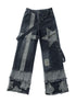 WSW WUSHENWU Echo Headphone Denim Low Rise Wide Leg Washed Jeans With Studs
