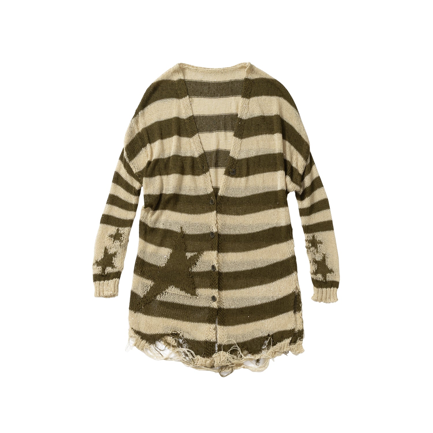 NO ROMANCE禁忌浪漫 Punk Grunge Striped Knit Batwing Sleeve Cover-Up Shirt