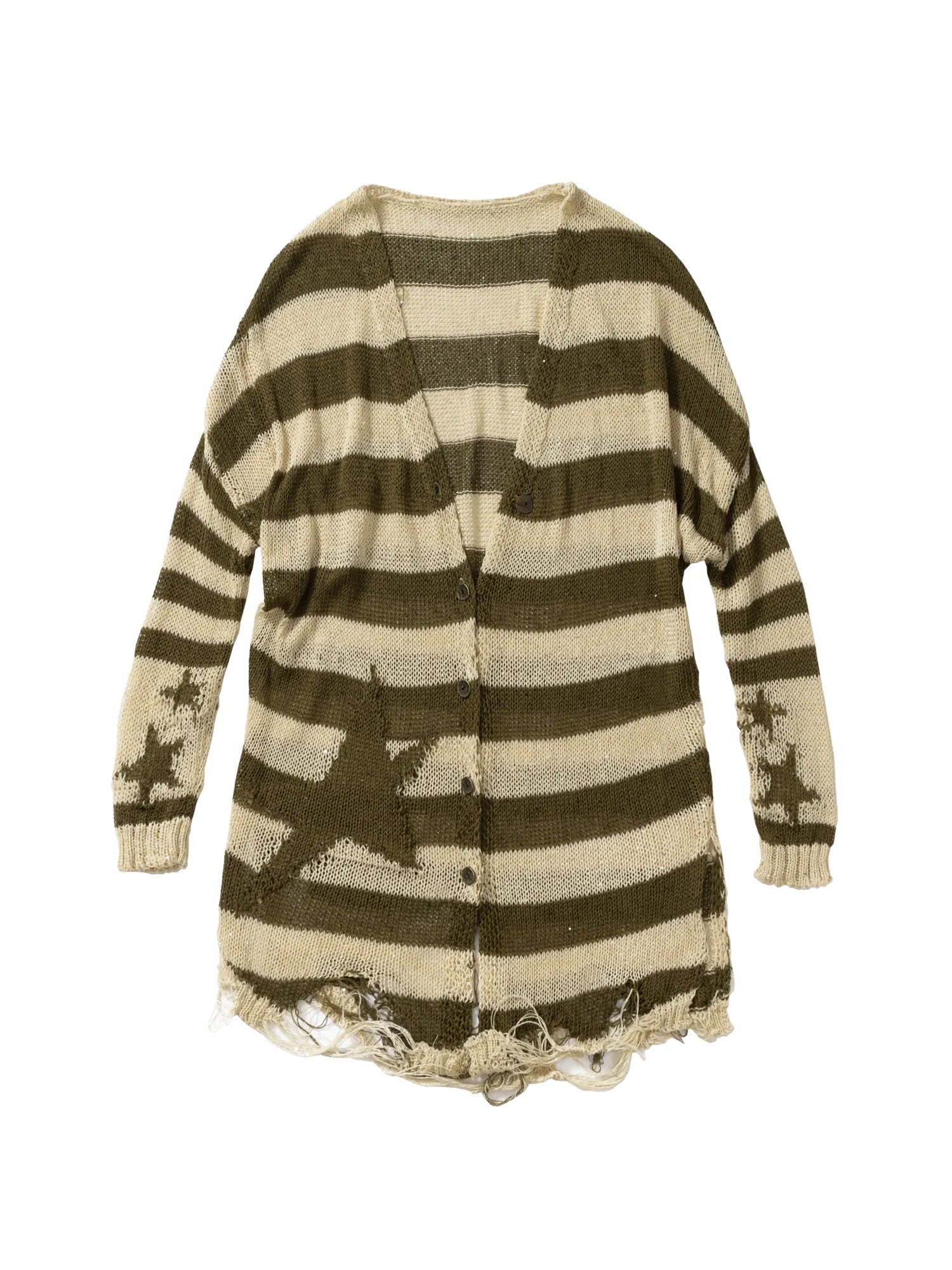 Punk Grunge Striped Knit Batwing Sleeve Cover-Up Shirt