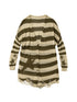 Punk Grunge Striped Knit Batwing Sleeve Cover-Up Shirt