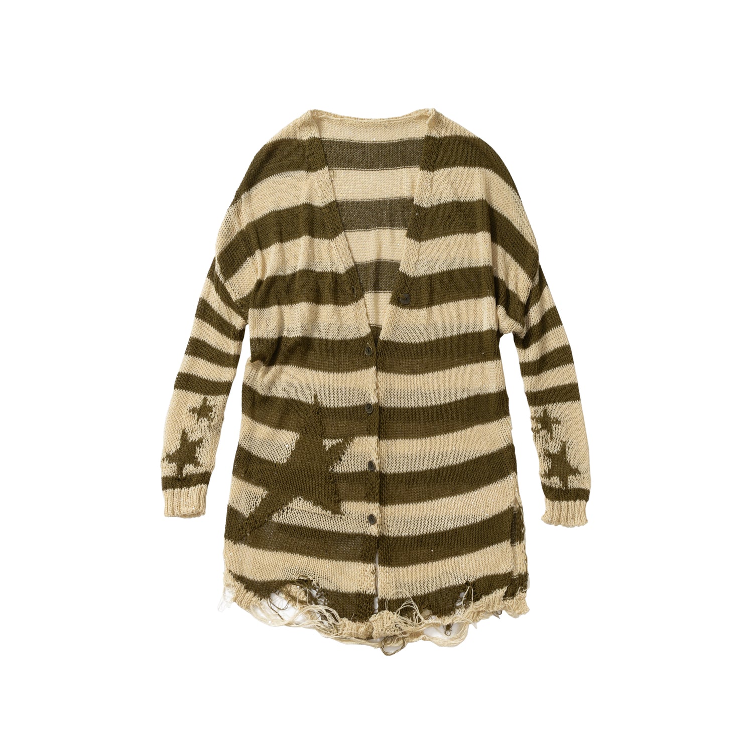 NO ROMANCE禁忌浪漫 Punk Grunge Striped Knit Batwing Sleeve Cover-Up Shirt