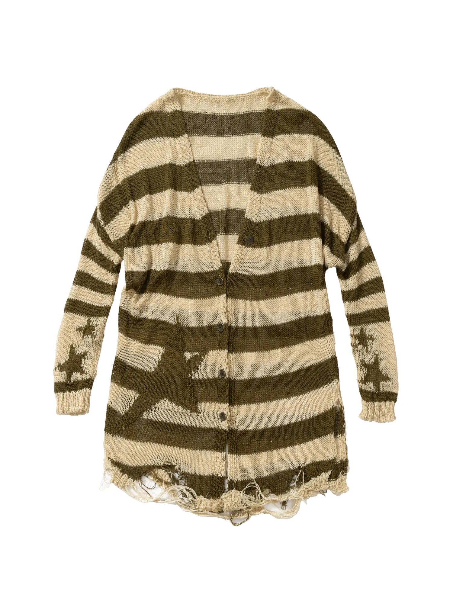 Punk Grunge Striped Knit Batwing Sleeve Cover-Up Shirt