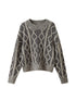 Geometric Cable Knit Wool Blend Sweater