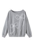 DIDDI MODA Butterfly Lace Cutout Oversized Sweatshirt