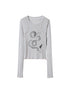 DIDDI MODA Dragon Year Ink Print Slim Base Layer Soft Wool Blend Tee