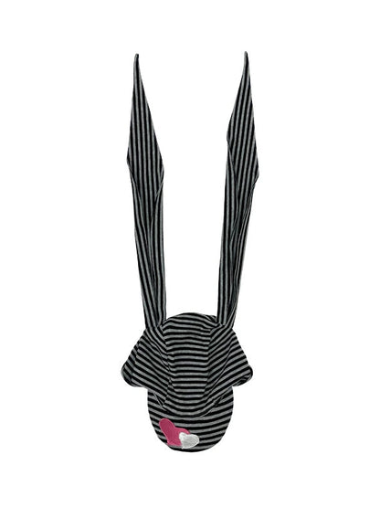 Cute Bunny Hat With Big Ears Summer Knit Striped Cap