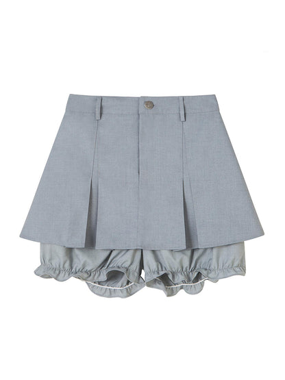 DIDDI MODA Pleated High Waist A Line Skort Stretchy Flattering Shorts For Summer